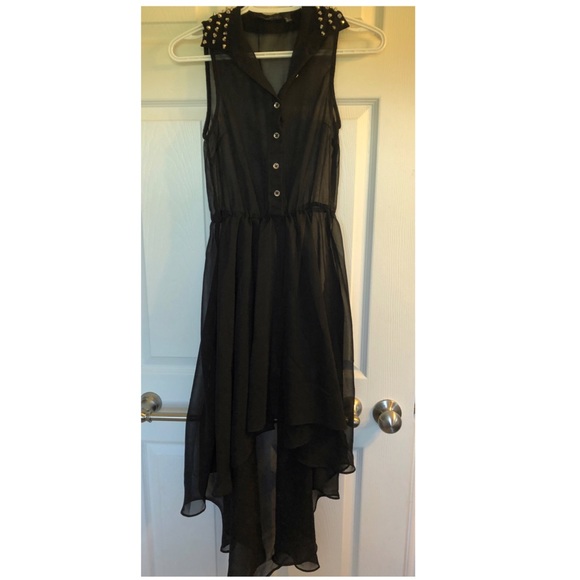 DEX high low sheer dress with studded collar - Picture 5 of 9